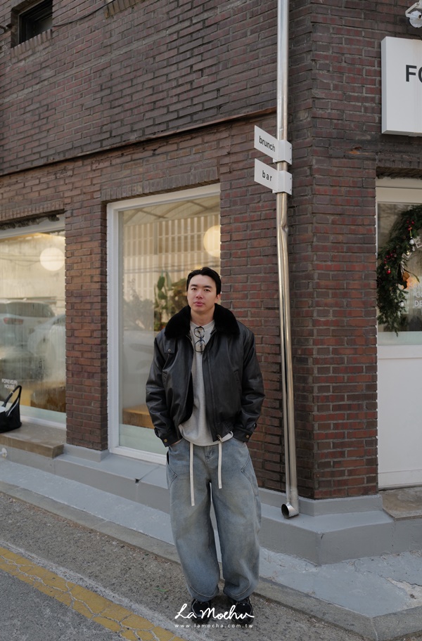 直紋感縮口內毛毛外套